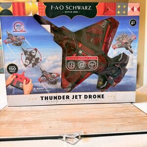 FAO Schwarz Thunder Bolt Jet Drone Kids OS Black Excellent RC Stunt Plane 2.4GHz